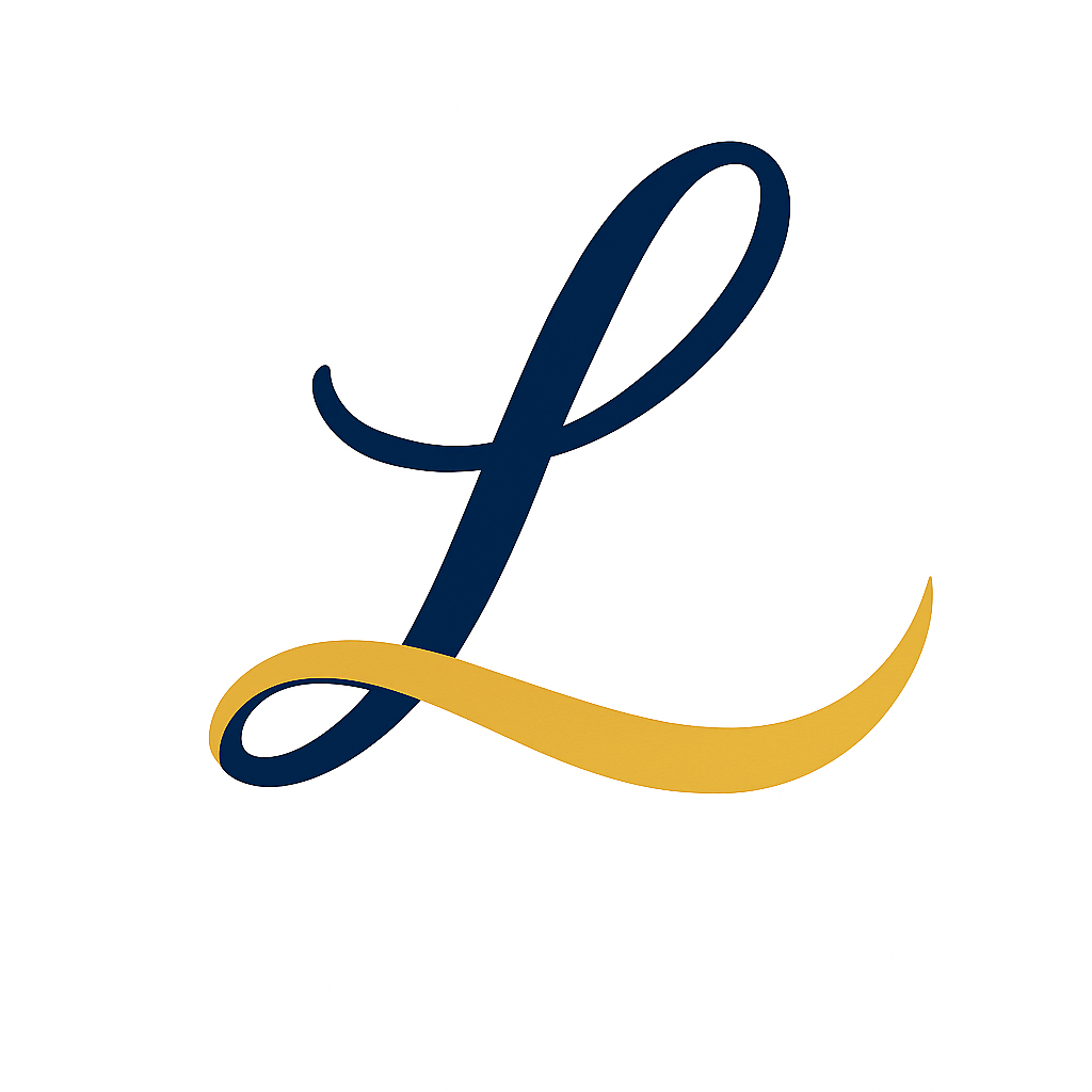 Luxara cursive L mark on cream background