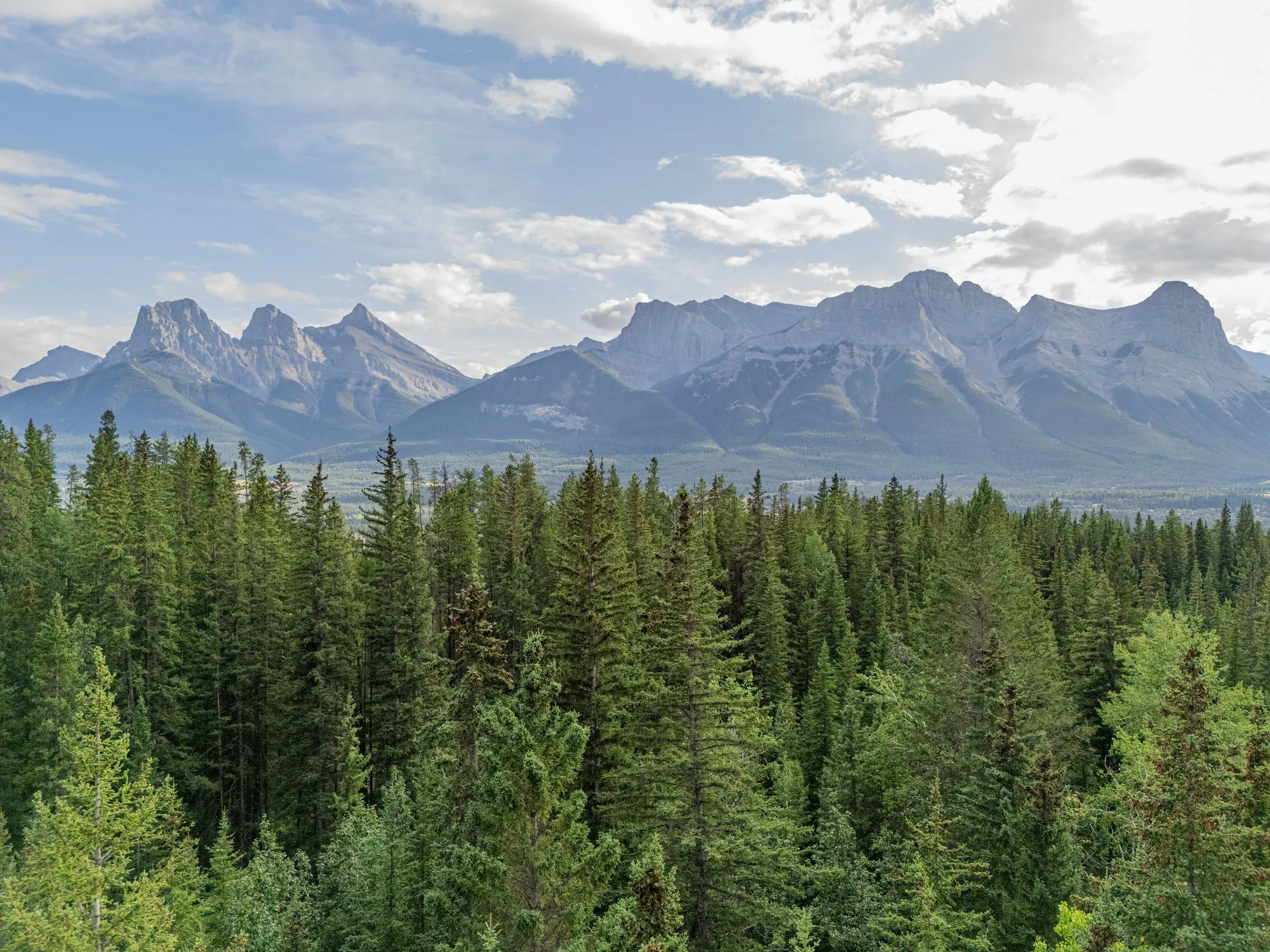The Bow Valley and the Three Sisters from Silvertip, the walk to Rustica
